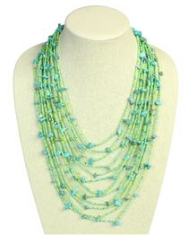 Cascade Necklace - #134 Turquoise and Lime, Magnetic Clasp!