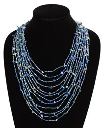 Cascade Necklace - #170 Blue and Crystal