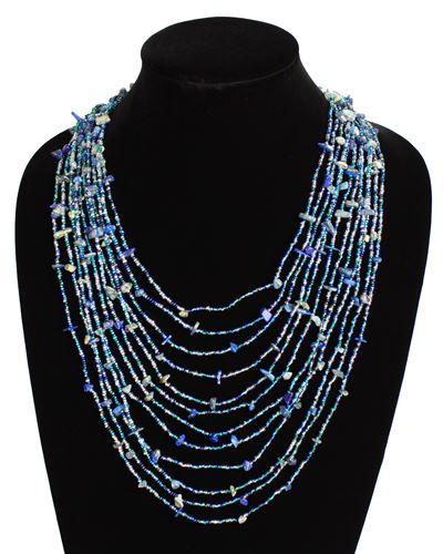 Cascade Necklace - #170 Blue and Crystal