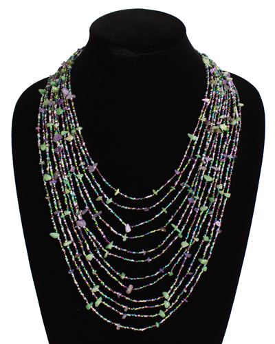 Cascade Necklace - #288 Purple, Green, Crystal