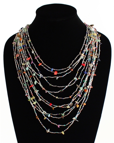 Cascade Necklace - #291 Crystal and Multi, Magnetic Clasp!