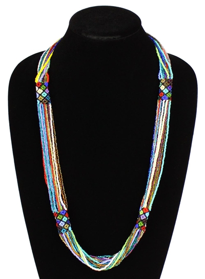 Zulu Necklace - #100 Color Block Multi