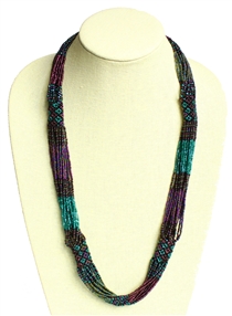 Zulu Necklace - #105 Purple and Green