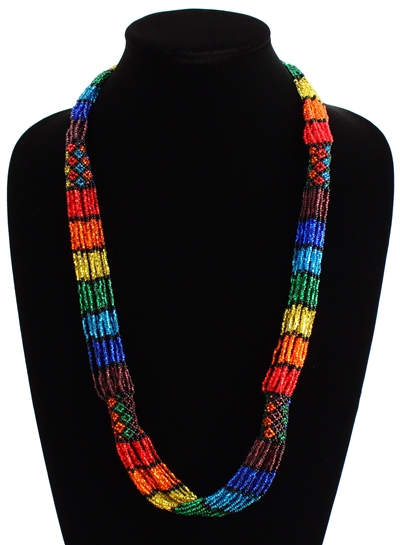 Zulu Necklace - #118 Rainbow and Black