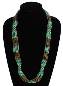 Zulu Necklace - #131 Turquoise and Bronze