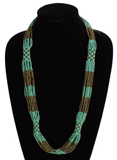 Zulu Necklace - #131 Turquoise and Bronze