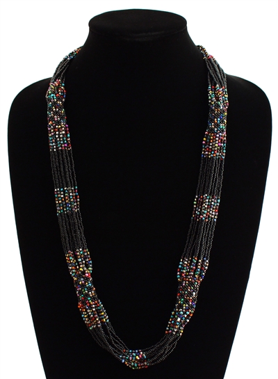 Zulu Necklace - #298 Black and Multi