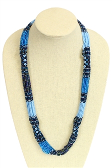 Zulu Necklace - #359 Blue Iris and Blue