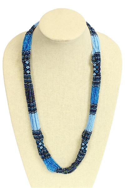 Zulu Necklace - #359 Blue Iris and Blue