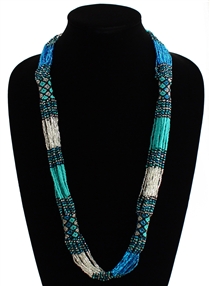 Zulu Necklace - #367 Turquoise, Light Blue, Crystal