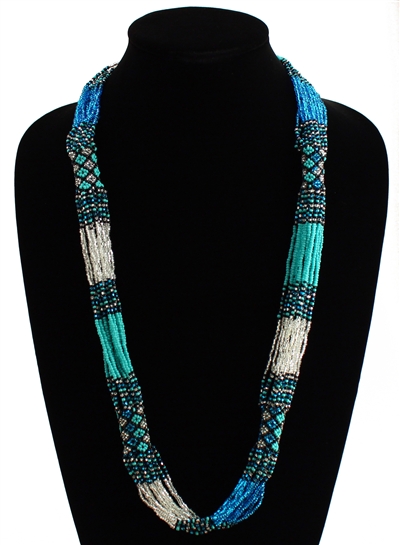Zulu Necklace - #367 Turquoise, Light Blue, Crystal
