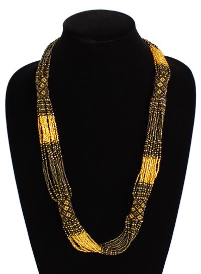 Zulu Necklace - #370 Bronze, Gold, Black