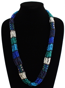Zulu Necklace - #457 Blue, Emerald, Crystal
