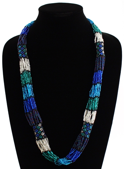 Zulu Necklace - #457 Blue, Emerald, Crystal
