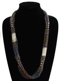 Zulu Necklace - #461 Bronze, Hematite, Crystal