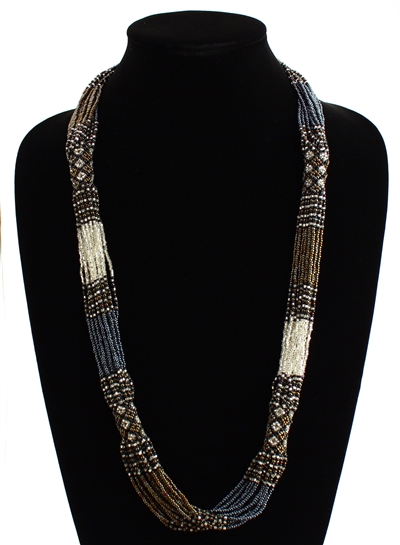 Zulu Necklace - #461 Bronze, Hematite, Crystal