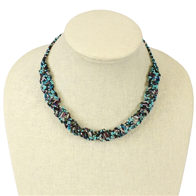 DNA Necklace - #145 Turquoise, Purple, Crystal, Magnetic Clasp!