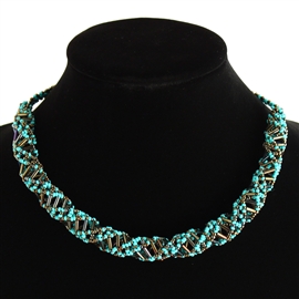 DNA Necklace - #223 Turquoise and Bronze Mix, Magnetic Clasp!