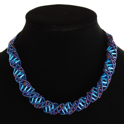 DNA Necklace - #351 Blue Iris and Light Blue, Magnetic Clasp!