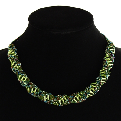 DNA Necklace - #354 Green iris and Lime, Magnetic Clasp!