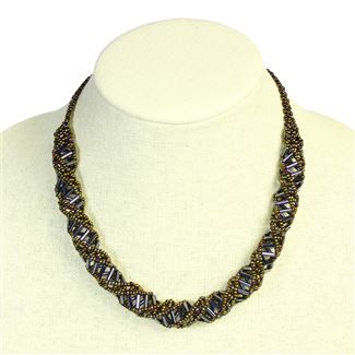 DNA Necklace - #423 Bronze and Hematite, Magnetic Clasp!