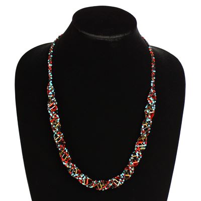 DNA Necklace, 24" - #138 Turquoise and Red, Magnetic Clasp!