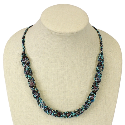 DNA Necklace, 24" - #145 Turquoise, Purple, Crystal, Magnetic Clasp!