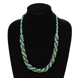 DNA Necklace, 24" - #223 Turquoise and Bronze Mix, Magnetic Clasp!