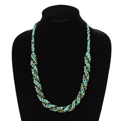 DNA Necklace, 24" - #223 Turquoise and Bronze Mix, Magnetic Clasp!