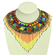 Egyptian Collar with Decadent Fringe - #100 Multi Color Block