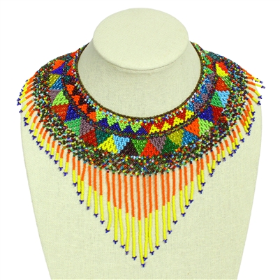 Egyptian Collar with Decadent Fringe - #100 Multi Color Block