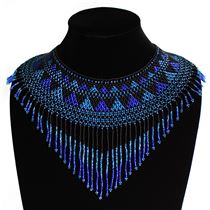 Egyptian Collar with Decadent Fringe - #108 Blue