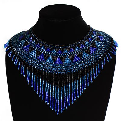 Egyptian Collar with Decadent Fringe - #108 Blue