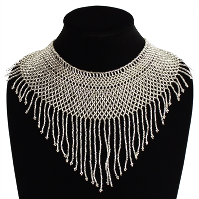 Egyptian Collar with Decadent Fringe - #206 Crystal