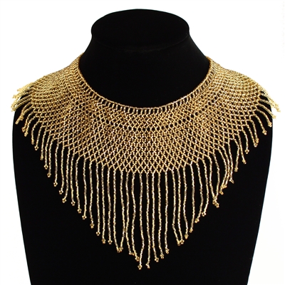 Egyptian Collar with Decadent Fringe - #207 Gold