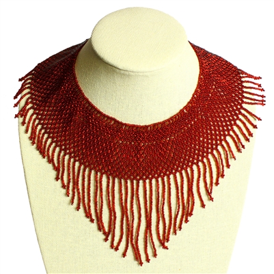 Egyptian Collar with Decadent Fringe - #213 Red