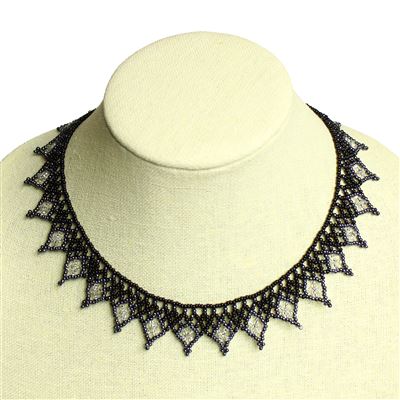 Lace Collar - #102 Black and Crystal, Magnetic Clasp!