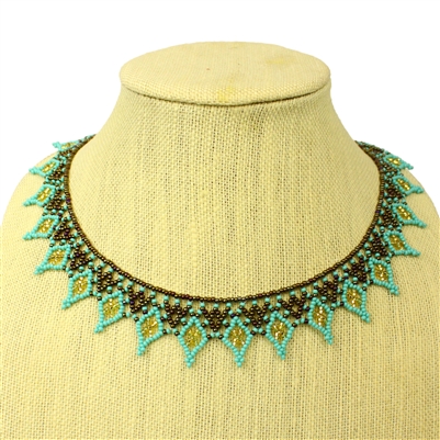 Lace Collar - #132 Turquoise and Gold, Magnetic Clasp!