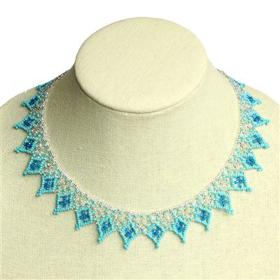 Lace Collar - #135 Turquoise and Crystal, Magnetic Clasp!
