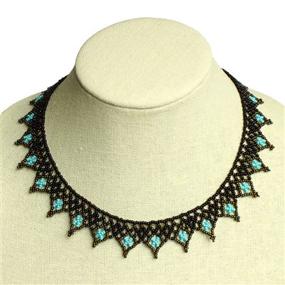 Lace Collar - #139 Turquoise, Bronze, Black, Magnetic Clasp!