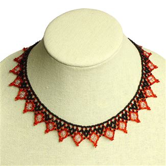 Lace Collar - #357 Red and Black, Magnetic Clasp!
