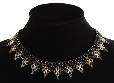 Lace Collar - #450 Bronze, Black, Crystal, Magnetic Clasp!