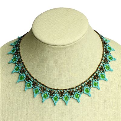 Lace Collar - #465 Turquoise, Bronze, Lime, Magnetic Clasp!