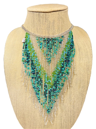 Gatsby Necklace - #134 Turquoise and Lime