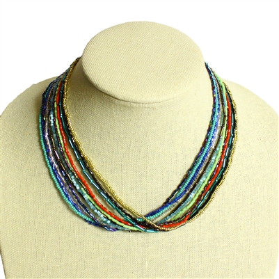 12 Strand Necklace with Two Cuts - #100 Multi CB, Magnetic Clasp!