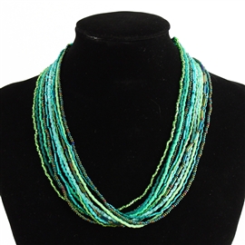 12 Strand Necklace with Two Cuts - #109 Green, Magnetic Clasp!