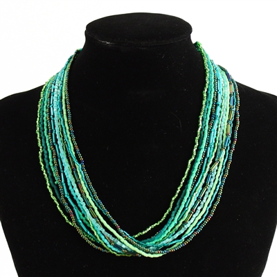 12 Strand Necklace with Two Cuts - #109 Green, Magnetic Clasp!