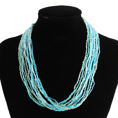12 Strand Necklace with Two Cuts - #135 Turquoise and Crystal, Magnetic Clasp!