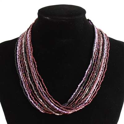 12 Strand Necklace with Two Cuts - #210 Purple, Magnetic Clasp!