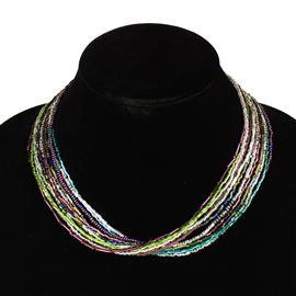 12 Strand Necklace with Two Cuts - #288 Purple, Green, Crystal, Magnetic Clasp!